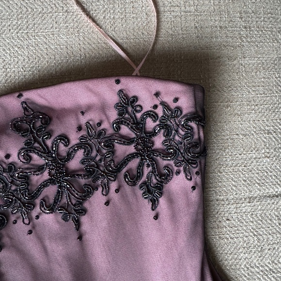 Scene Vintage Meche Beaded Strapless Dress | Size 7/8 Purple & Black - Picture 1 of 6